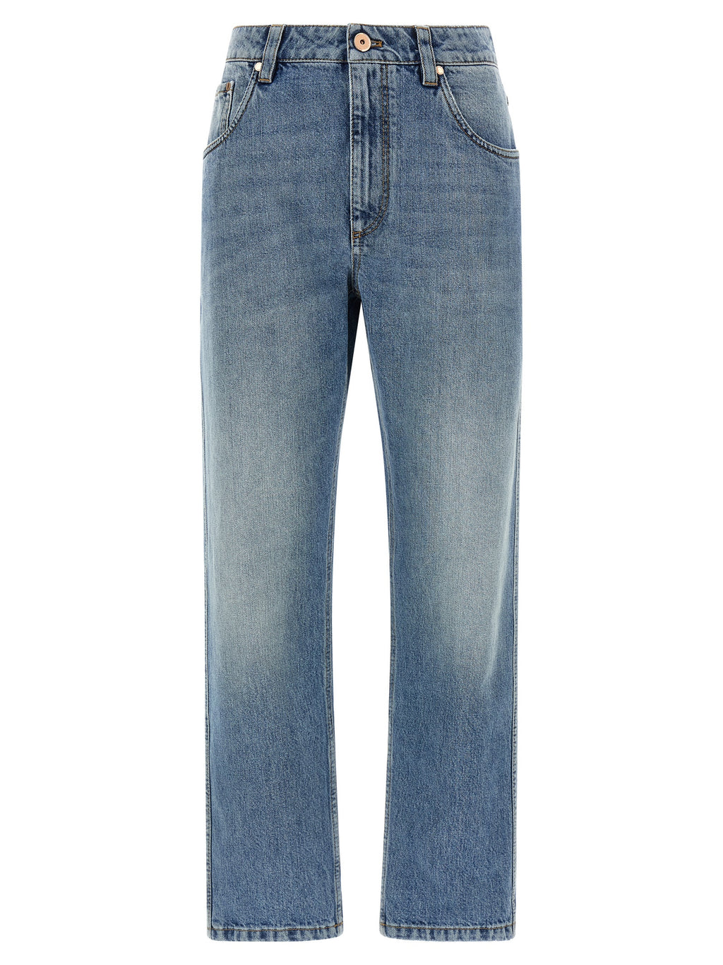 Blaue Jeans aus Baumwolle im geraden Schnitt