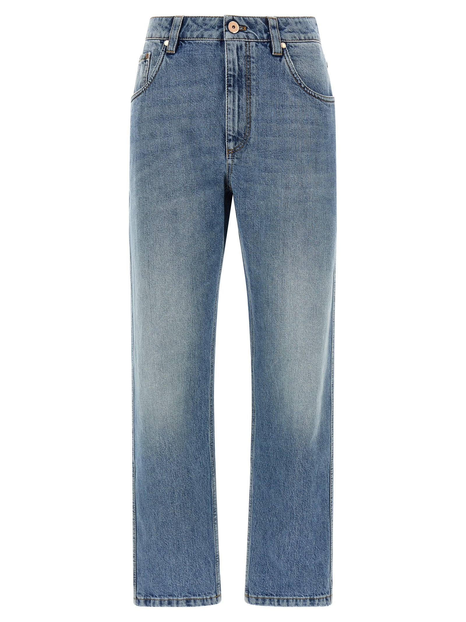 Blaue Jeans aus Baumwolle im geraden Schnitt