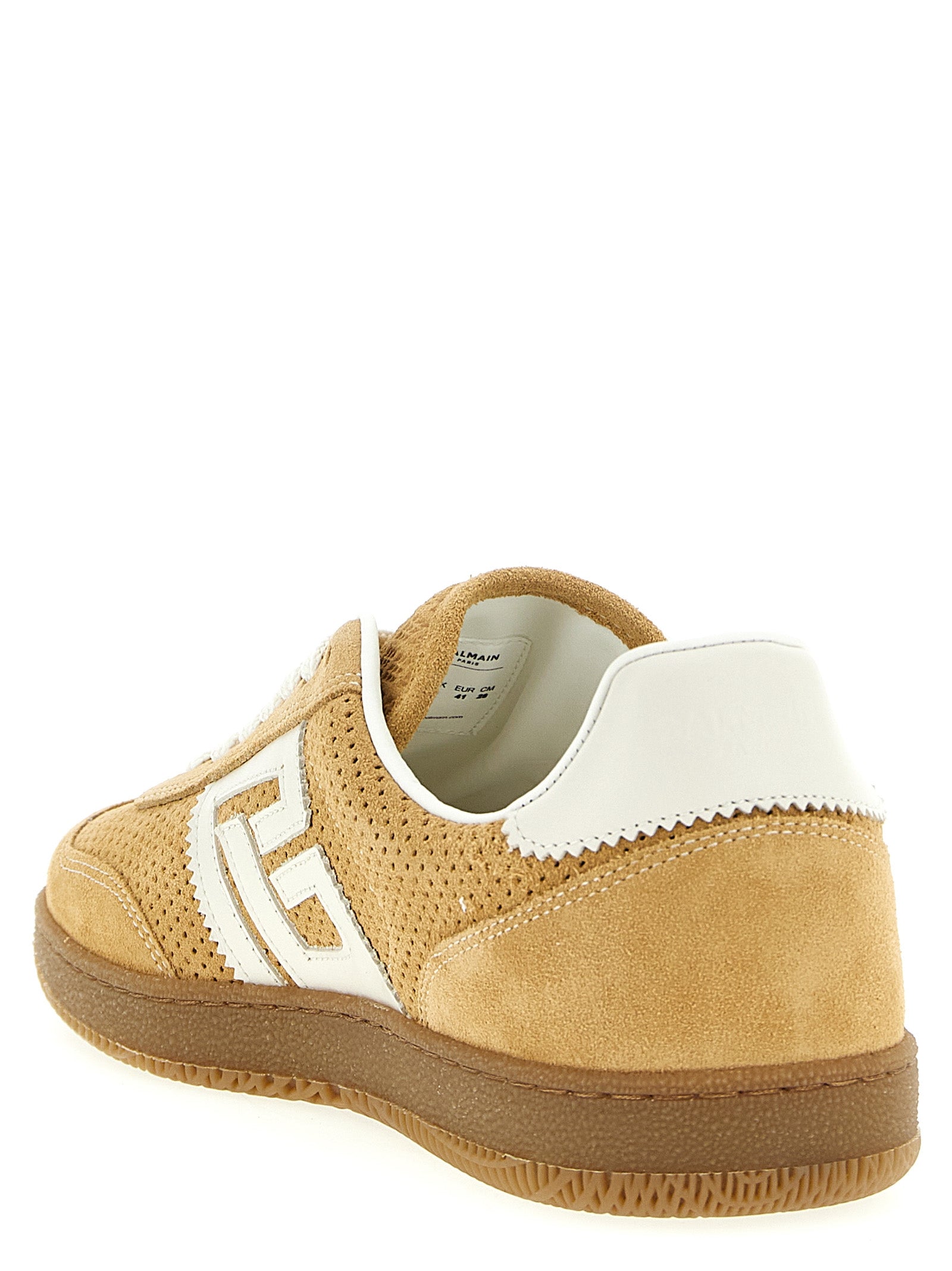 Beige Kalbsleder Low-Top-Sneaker