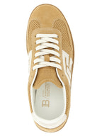Beige Kalbsleder Low-Top-Sneaker