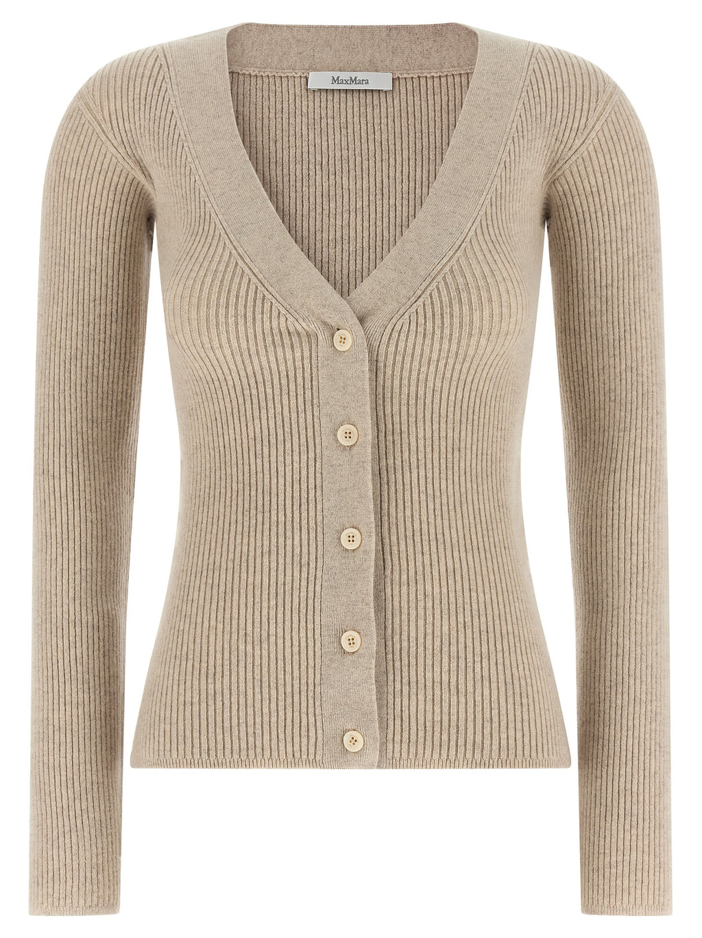 Beige Wollstrickjacke
