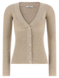 Beige Wollstrickjacke