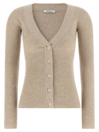 Beige Wollstrickjacke