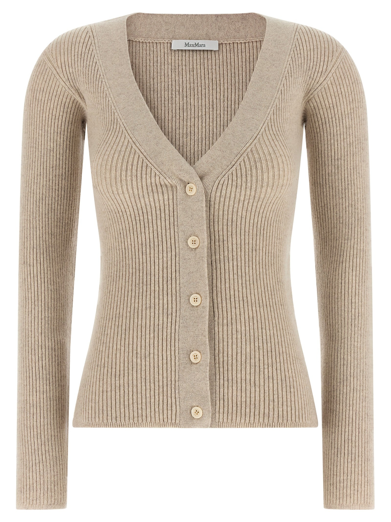 Beige Wollstrickjacke
