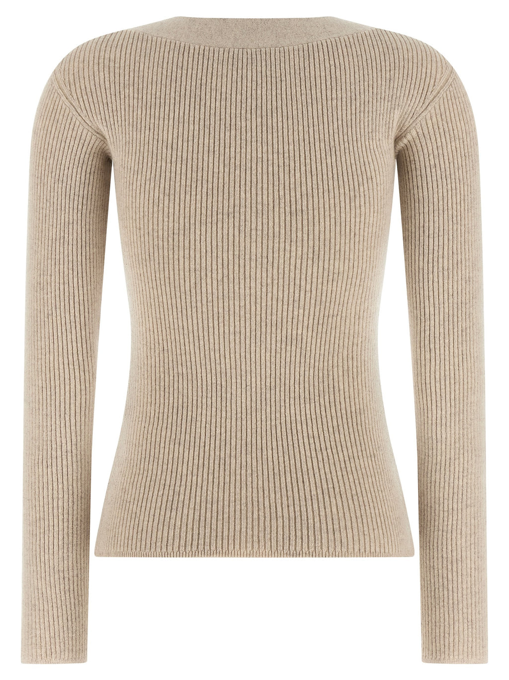 Beige Wollstrickjacke
