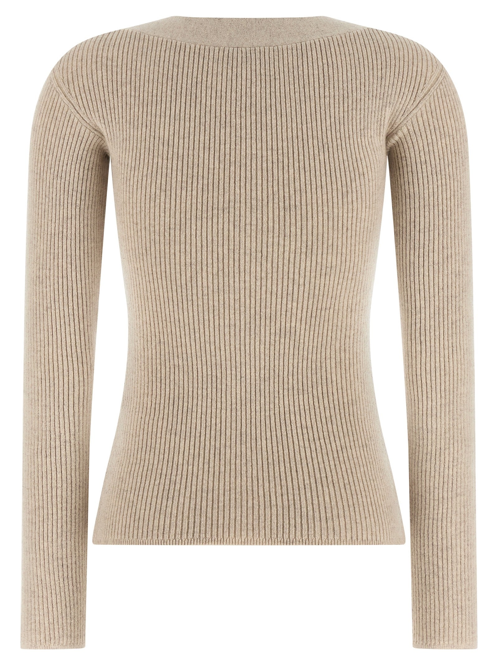 Beige Wollstrickjacke