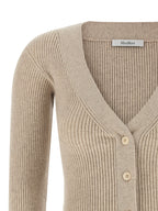 Beige Wollstrickjacke