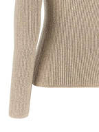 Beige Wollstrickjacke