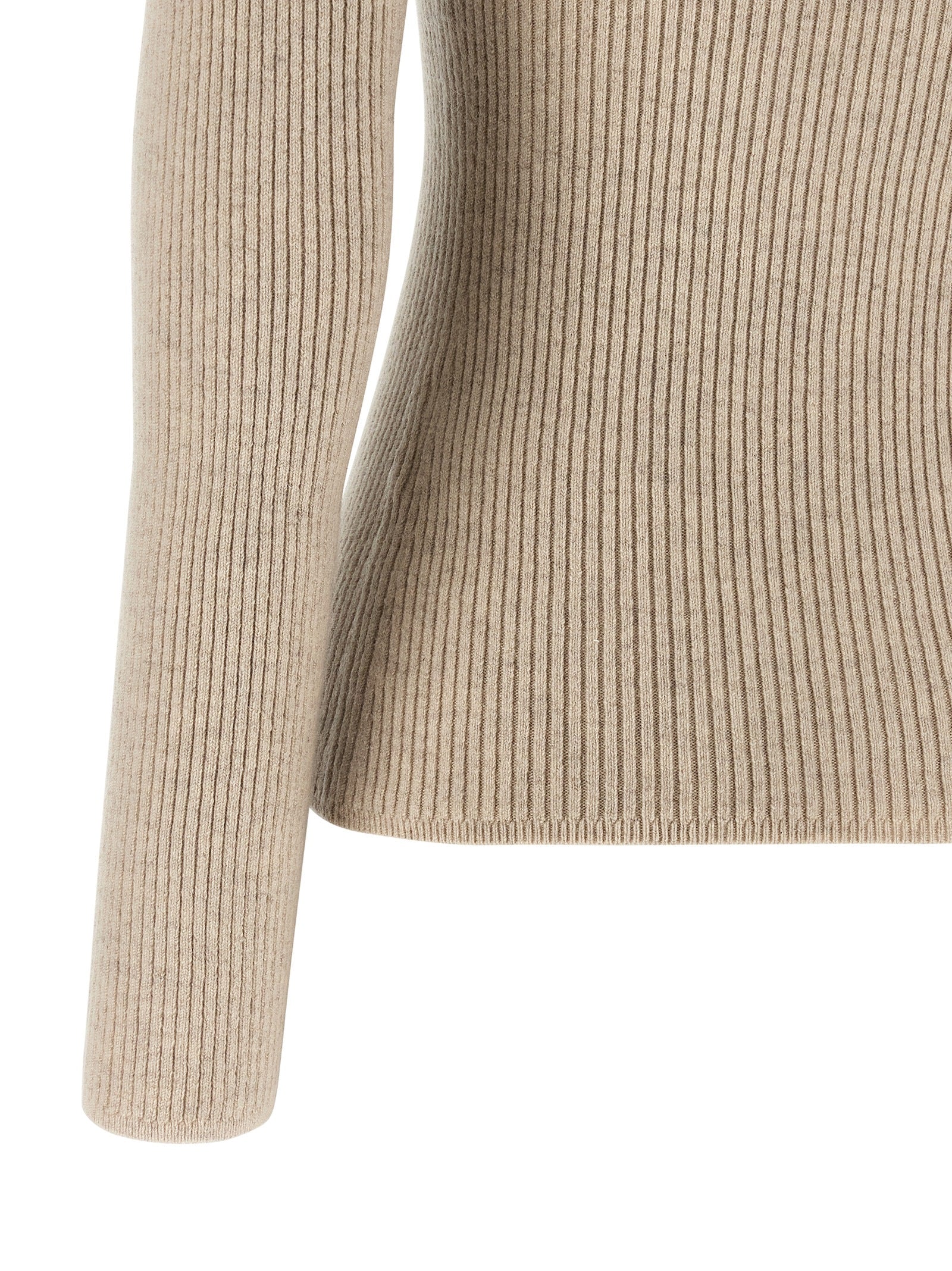 Beige Wollstrickjacke
