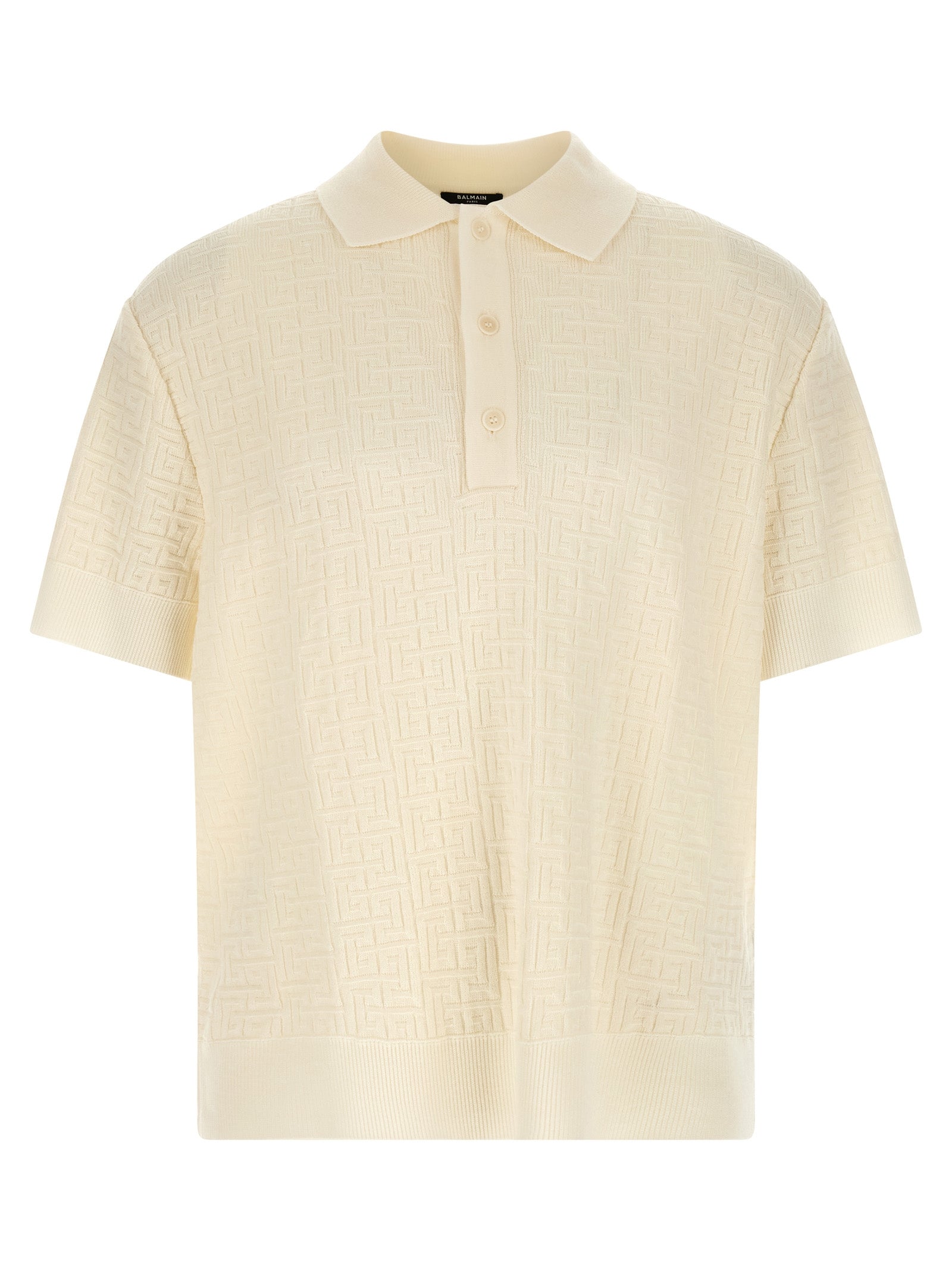 Weißes Woll-Poloshirt