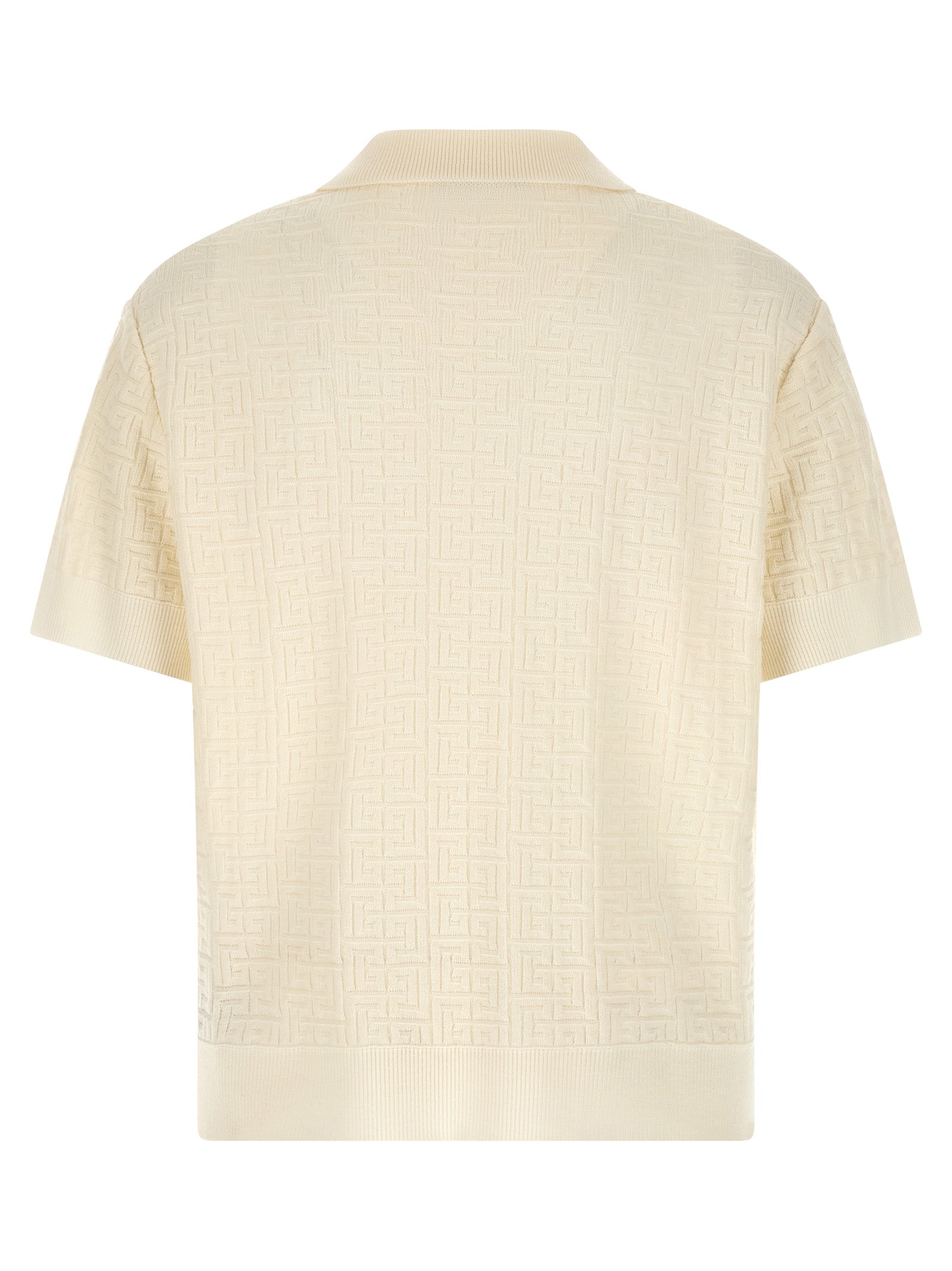 Weißes Woll-Poloshirt