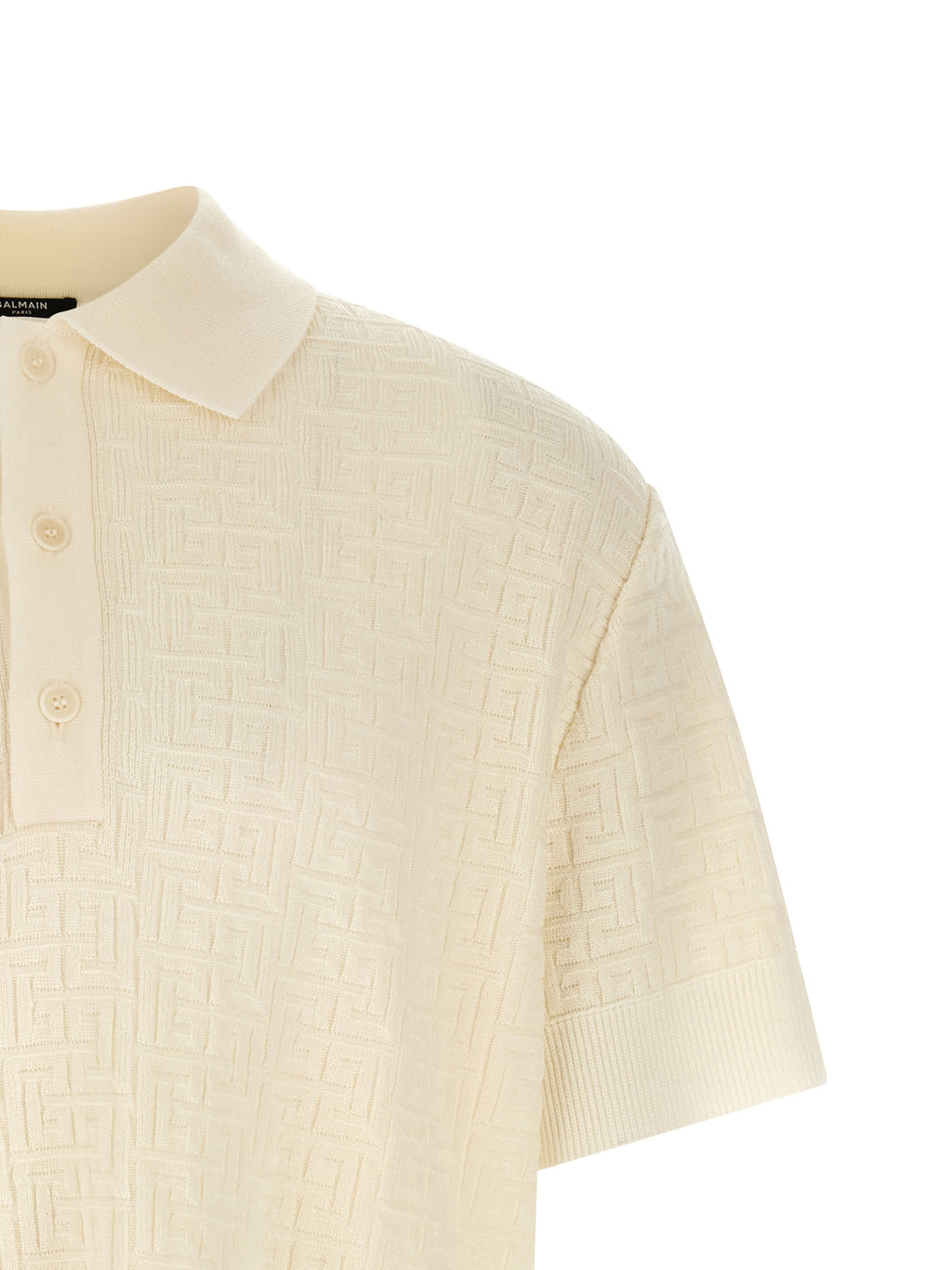 Weißes Woll-Poloshirt