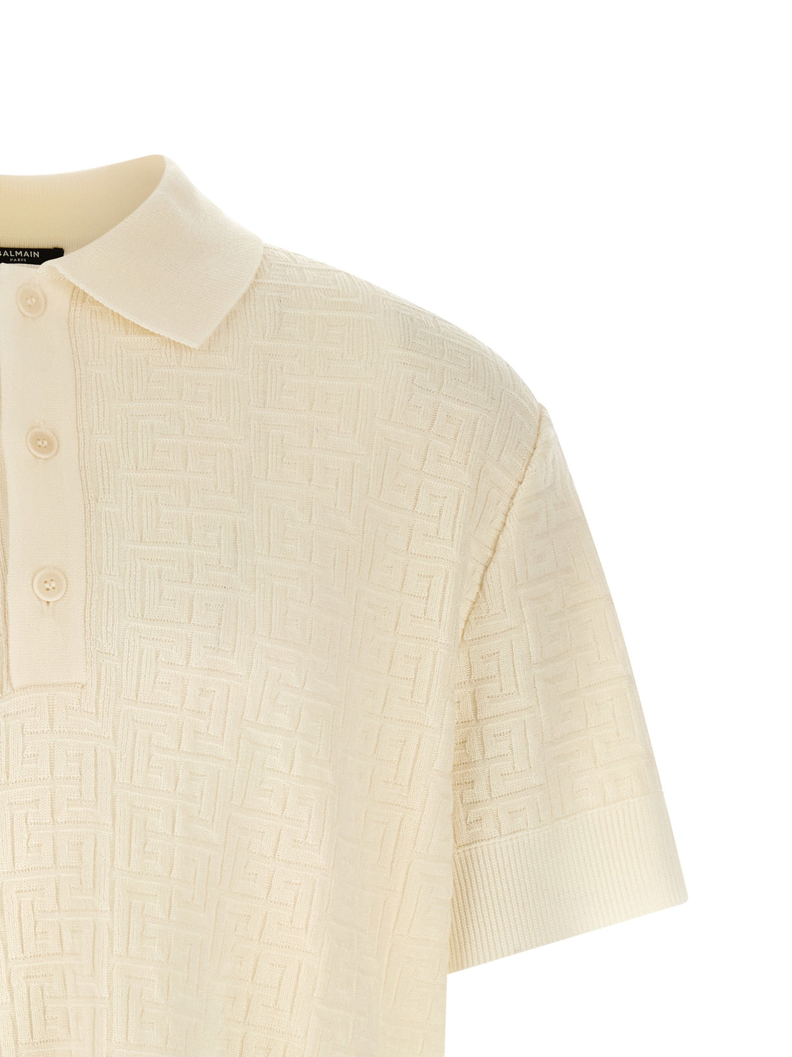 Weißes Woll-Poloshirt