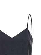 Graues ärmelloses Seidentop