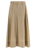 Beiger Baumwoll-Midirock Brunello Cucinelli