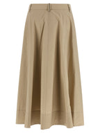 Beiger Baumwoll-Midirock Brunello Cucinelli