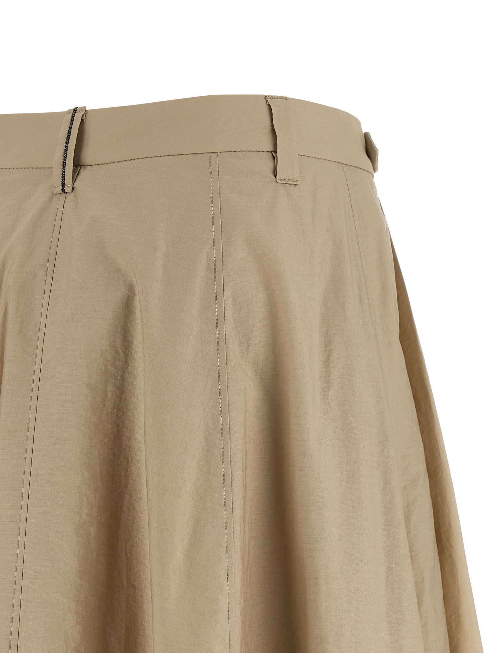 Beiger Baumwoll-Midirock Brunello Cucinelli