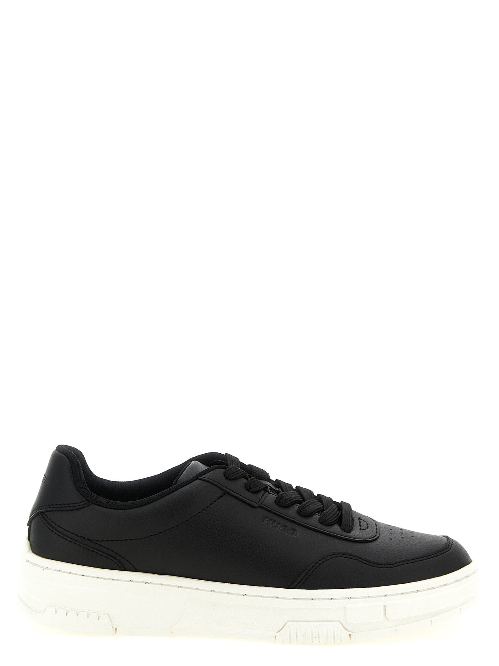 Schwarze Low-Top-Sneaker aus Polyester