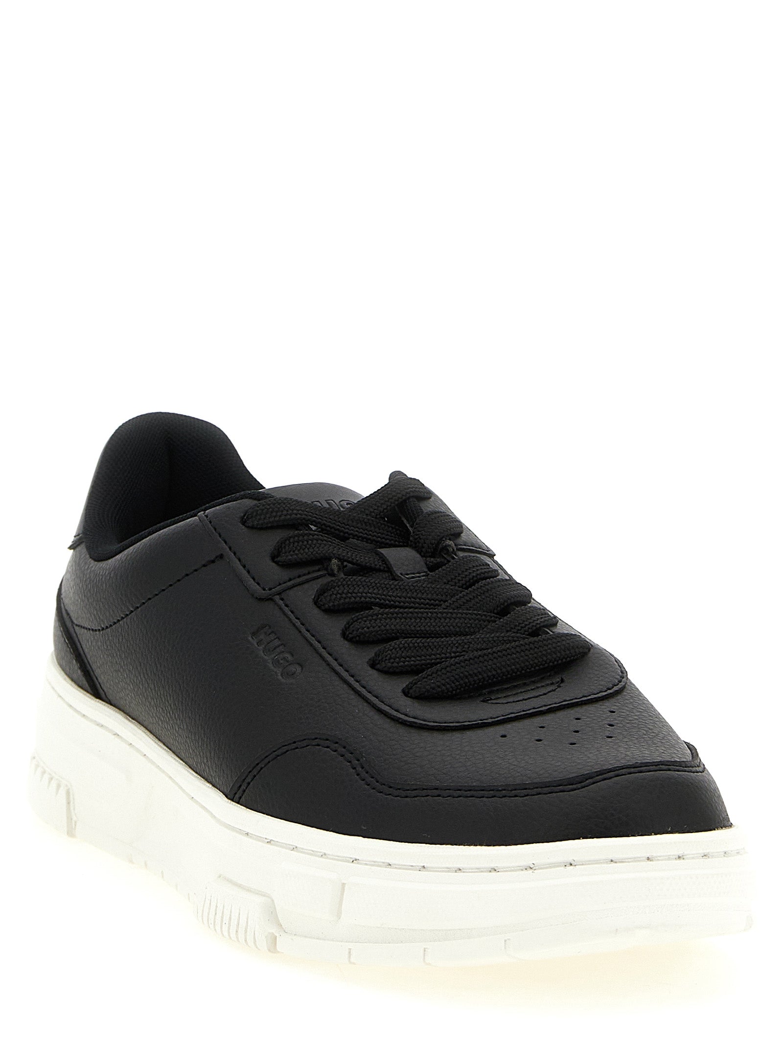 Schwarze Low-Top-Sneaker aus Polyester