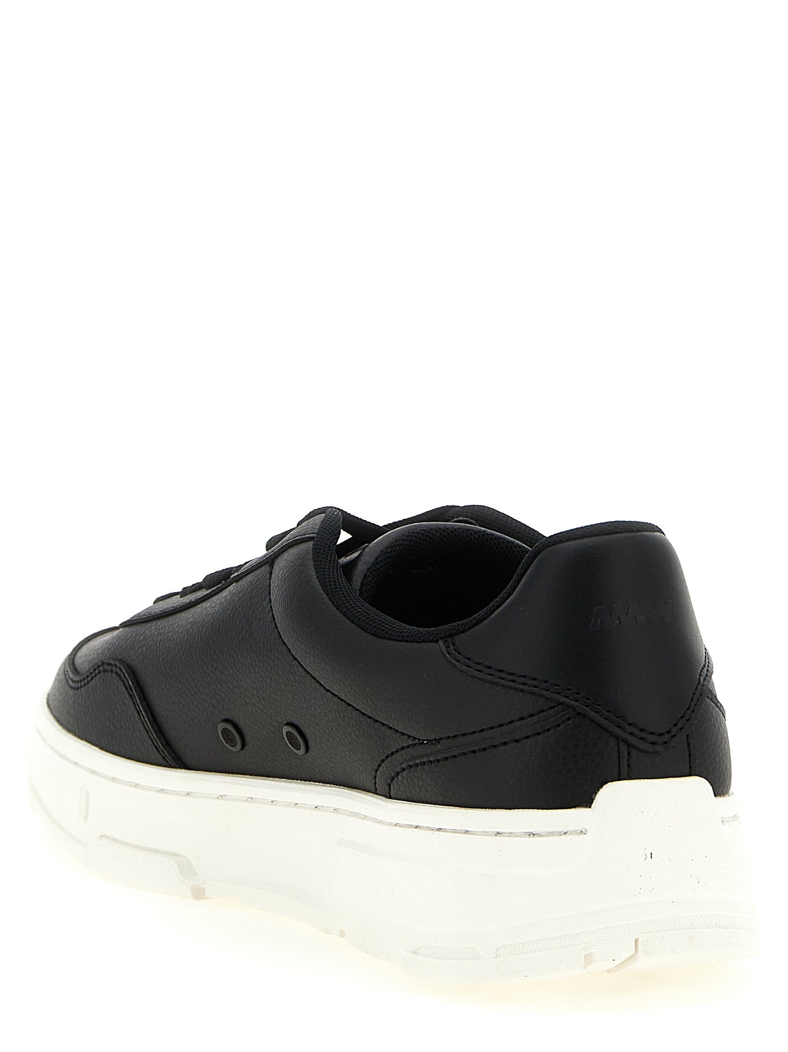Schwarze Low-Top-Sneaker aus Polyester