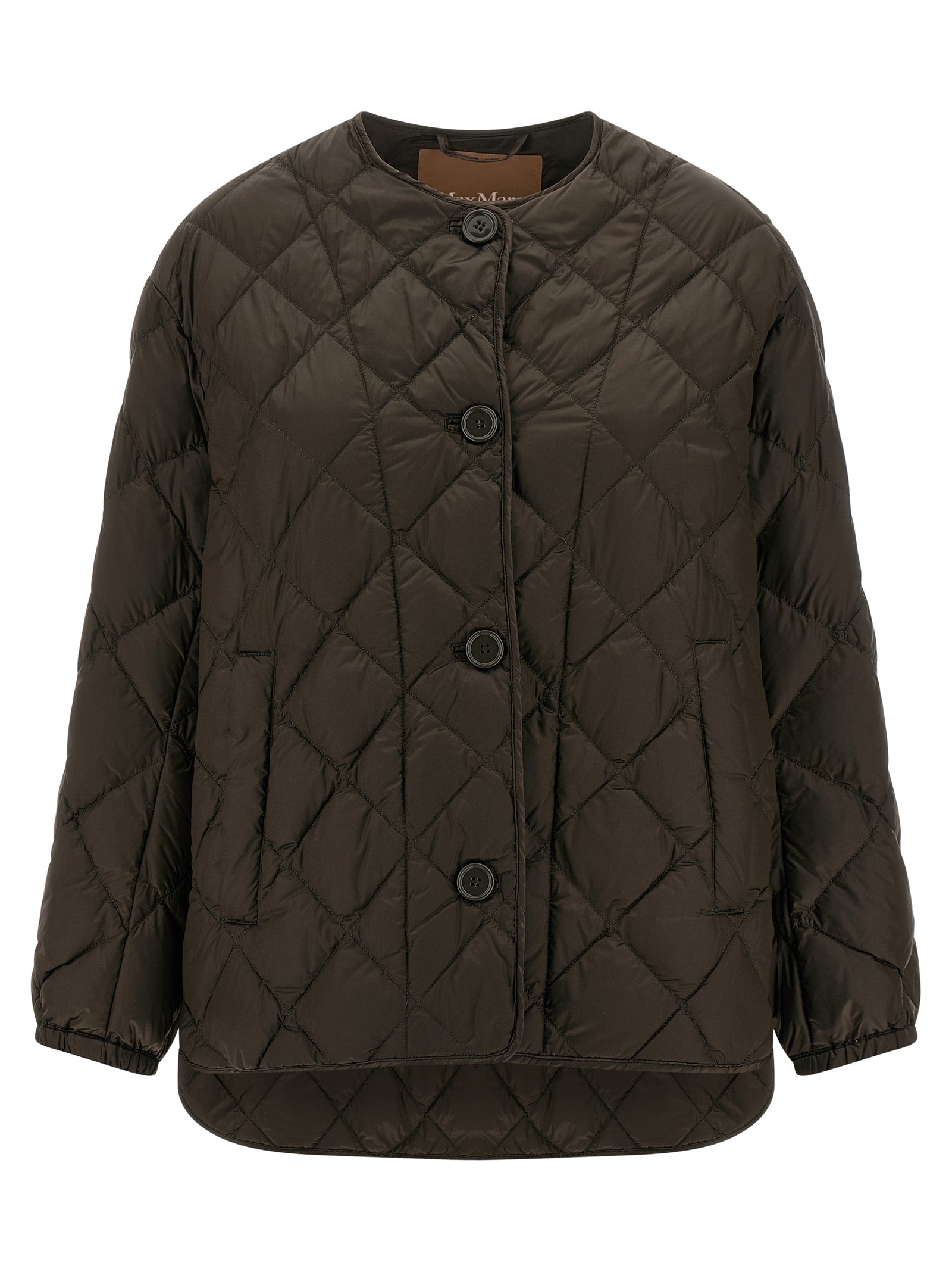 Braune Polyamid-Jacke in voller Länge