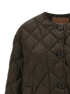 Braune Polyamid-Jacke in voller Länge