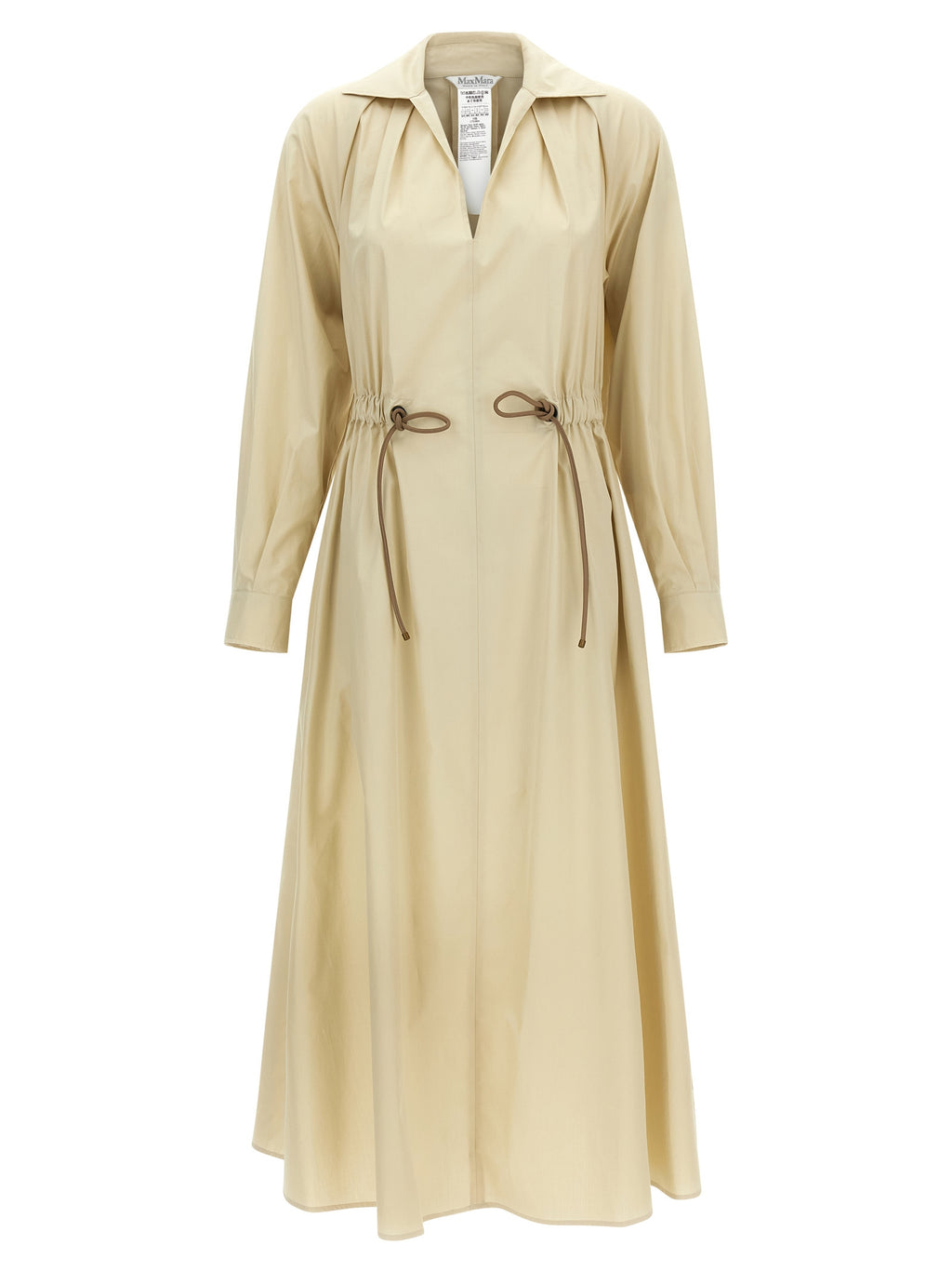 Beige Baumwoll-Maxikleid