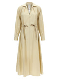 Beige Baumwoll-Maxikleid