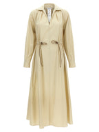 Beige Baumwoll-Maxikleid