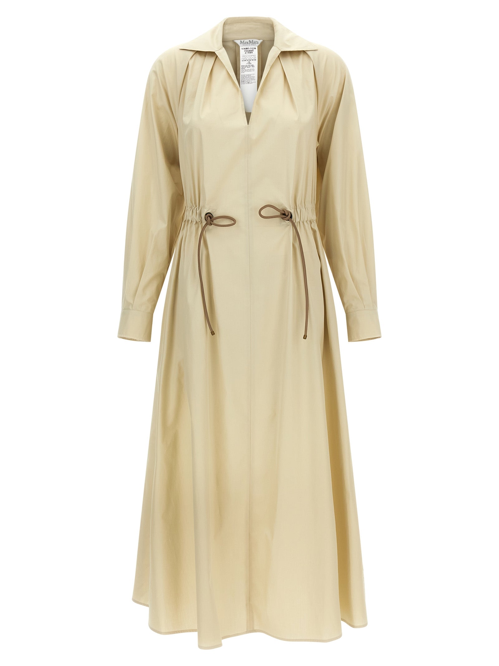 Beige Baumwoll-Maxikleid