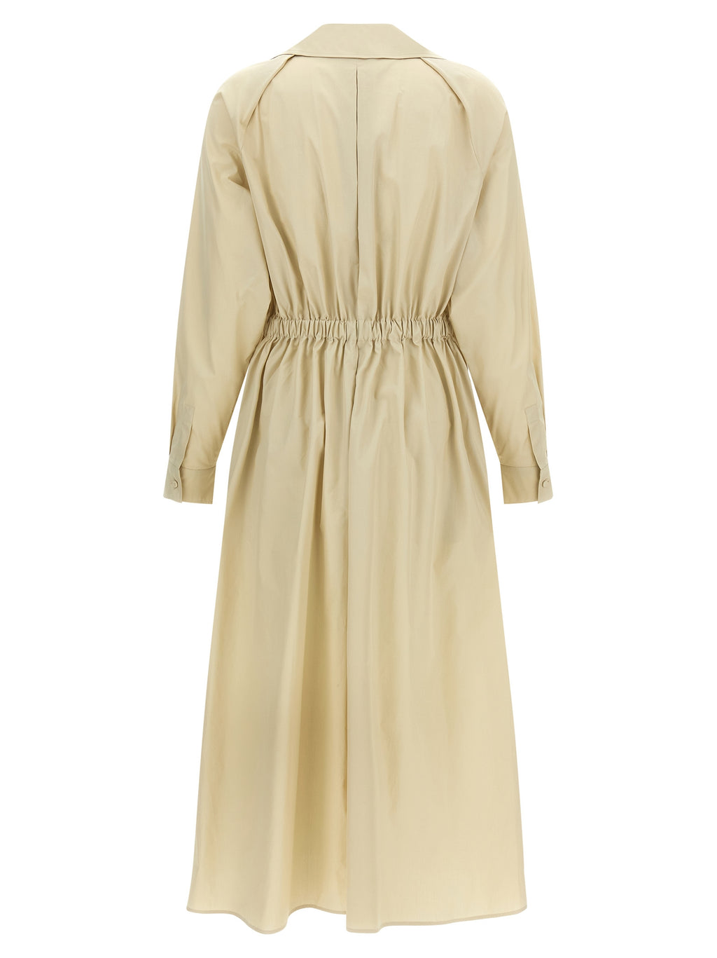 Beige Baumwoll-Maxikleid
