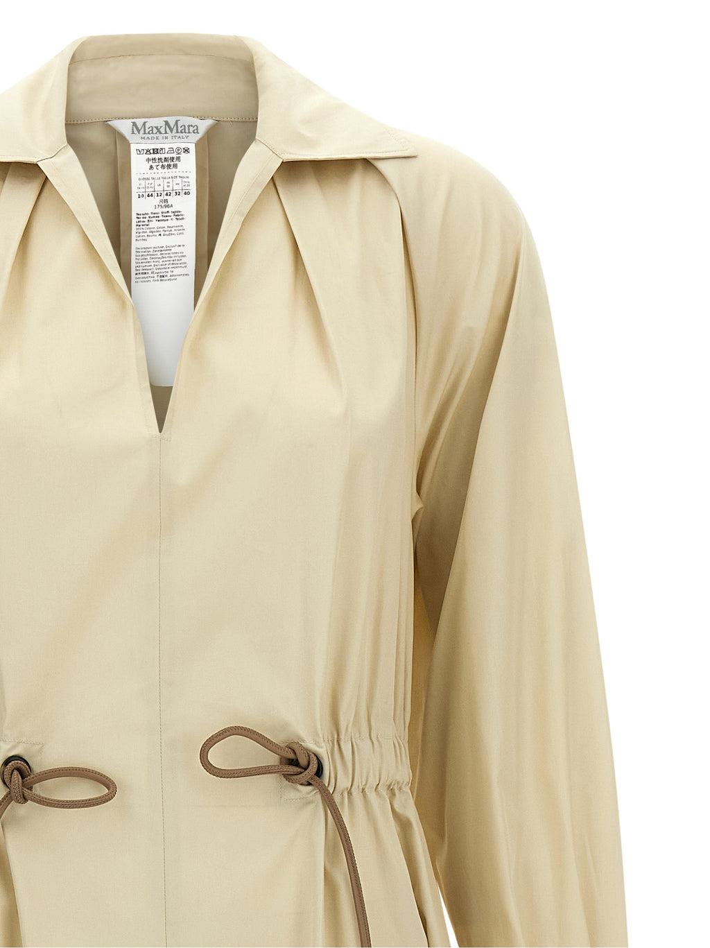Beige Baumwoll-Maxikleid