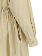 Beige Baumwoll-Maxikleid