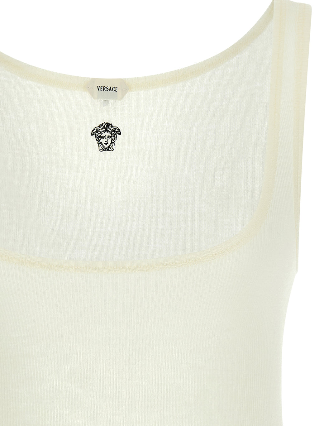 Ärmelloses T-Shirt aus weißer Schurwolle