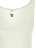Ärmelloses T-Shirt aus weißer Schurwolle