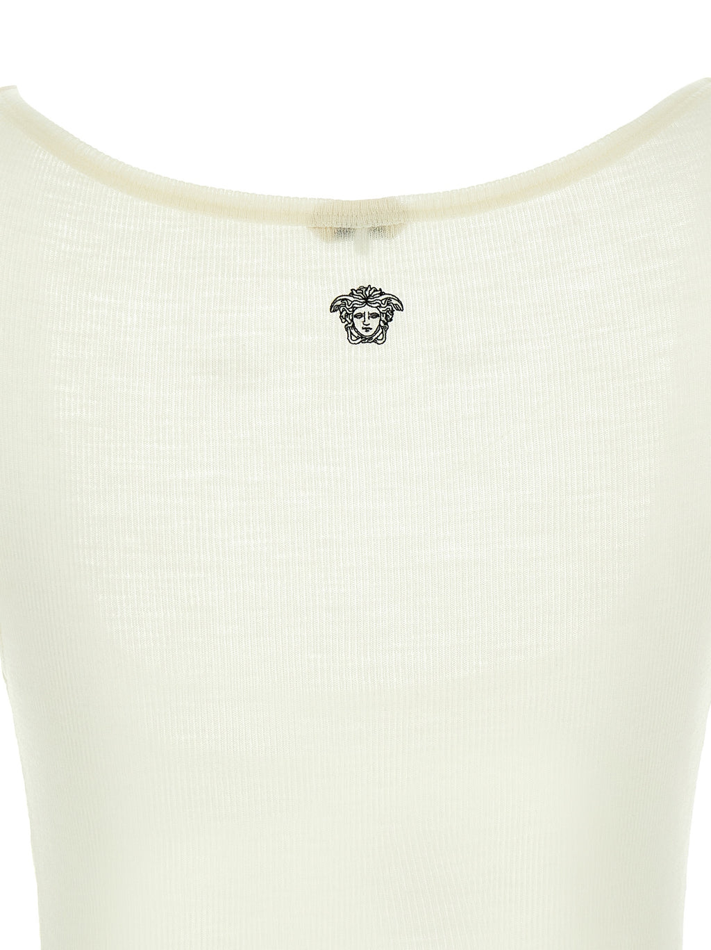 Ärmelloses T-Shirt aus weißer Schurwolle