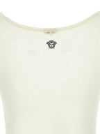 Ärmelloses T-Shirt aus weißer Schurwolle