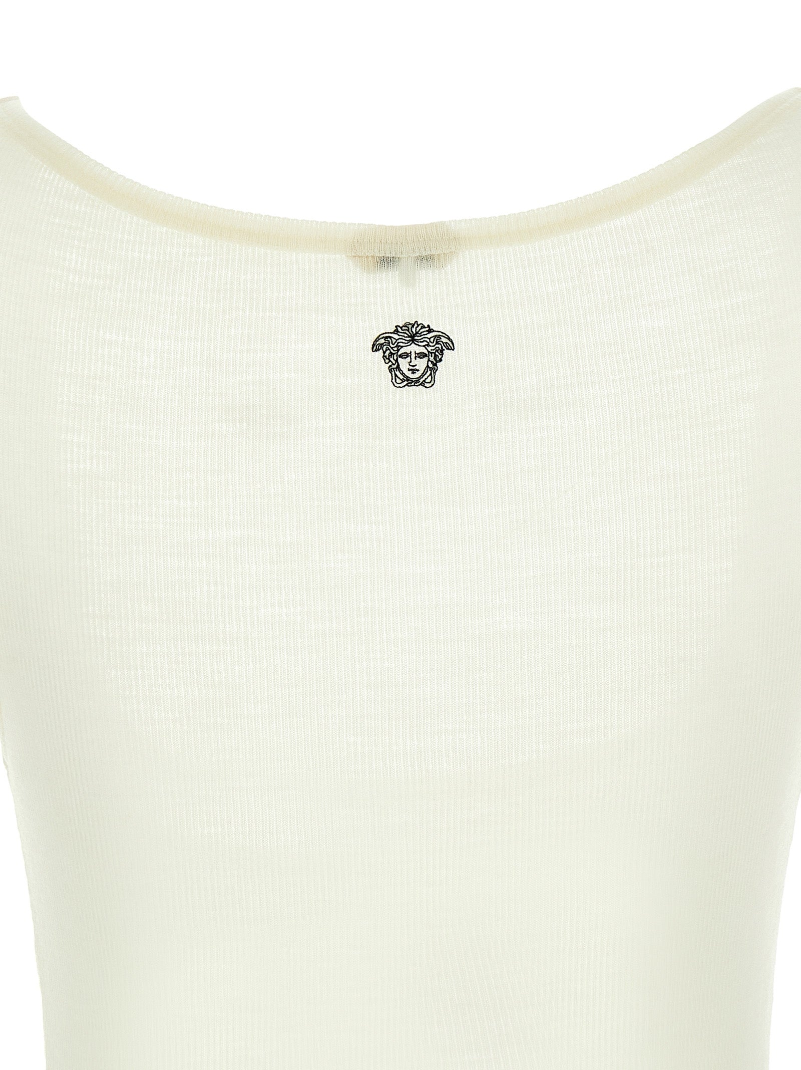 Ärmelloses T-Shirt aus weißer Schurwolle