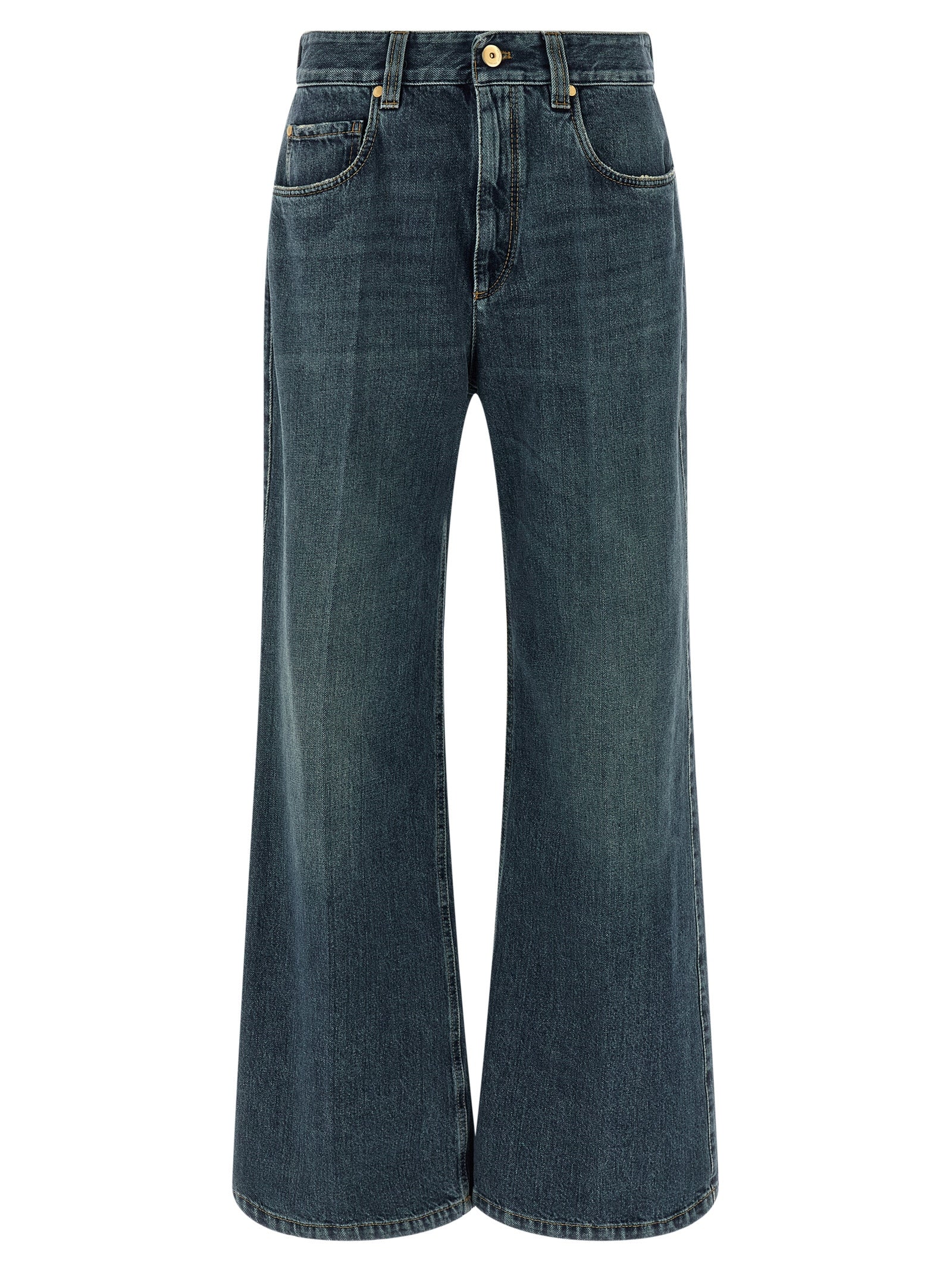 Blaue Schlagjeans aus Baumwolle