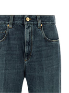 Blaue Schlagjeans aus Baumwolle