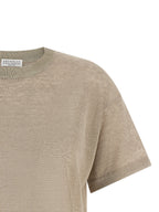 Beige Leinenstrickjacke