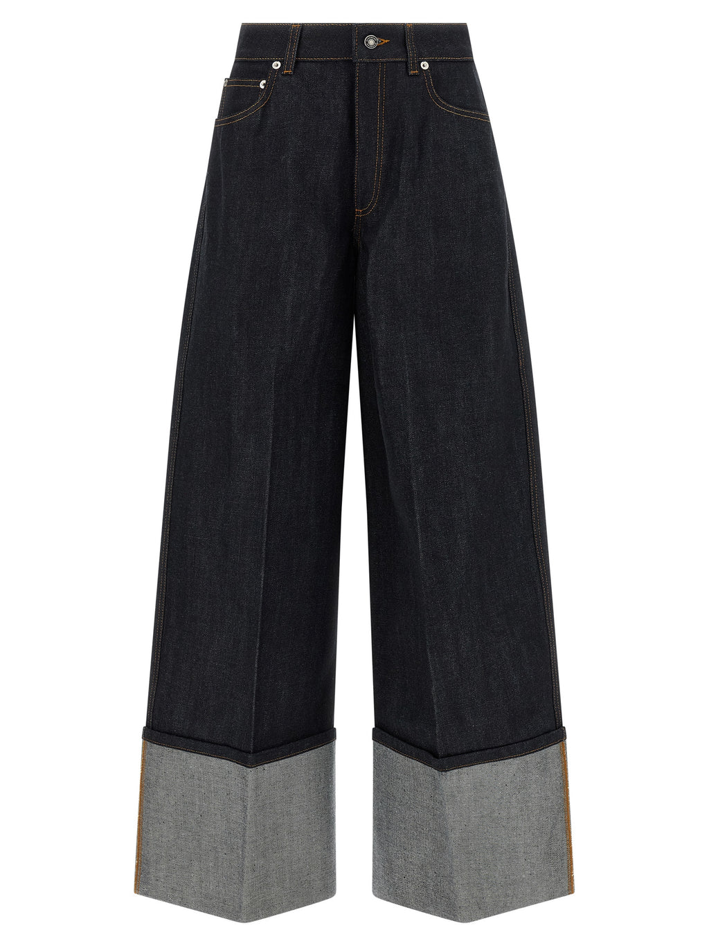 Blaue Baumwoll-Jeans mit ausgestelltem Bein