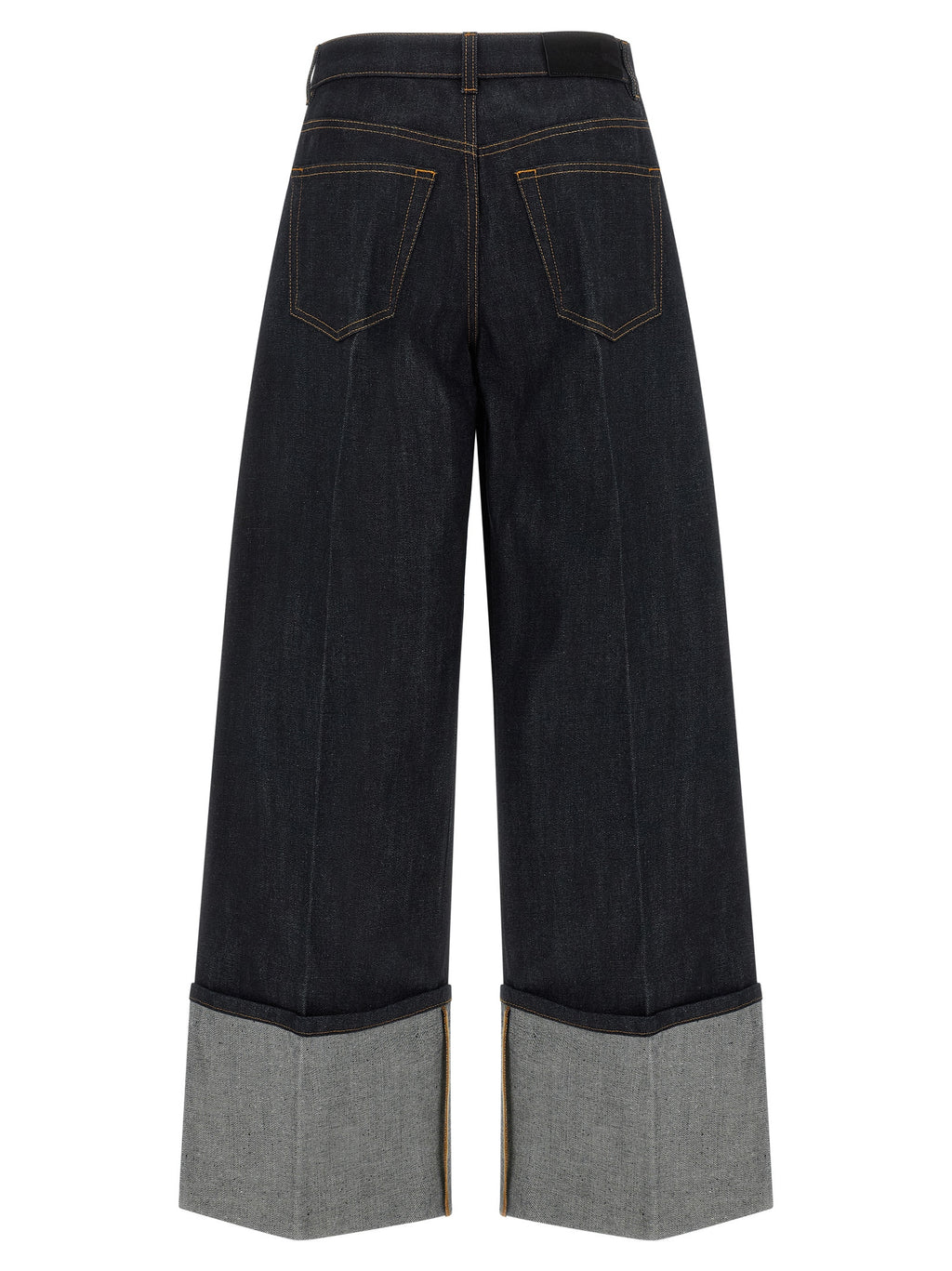 Blaue Baumwoll-Jeans mit ausgestelltem Bein