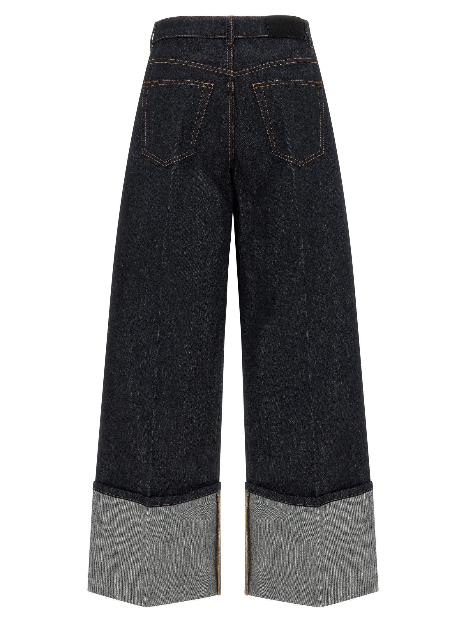 Blaue Baumwoll-Jeans mit ausgestelltem Bein