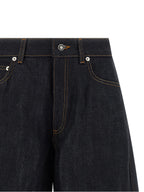 Blaue Baumwoll-Jeans mit ausgestelltem Bein
