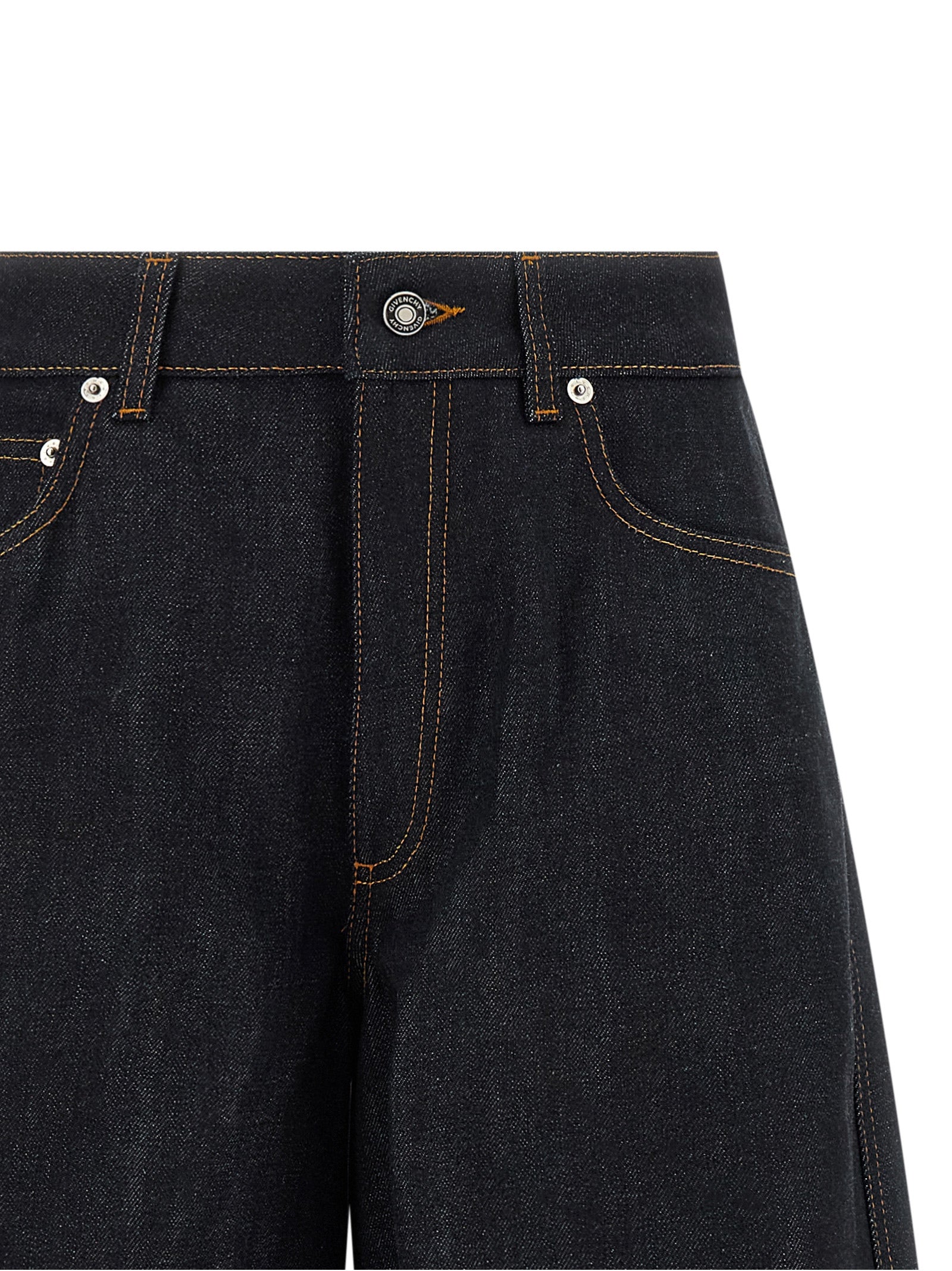 Blaue Baumwoll-Jeans mit ausgestelltem Bein