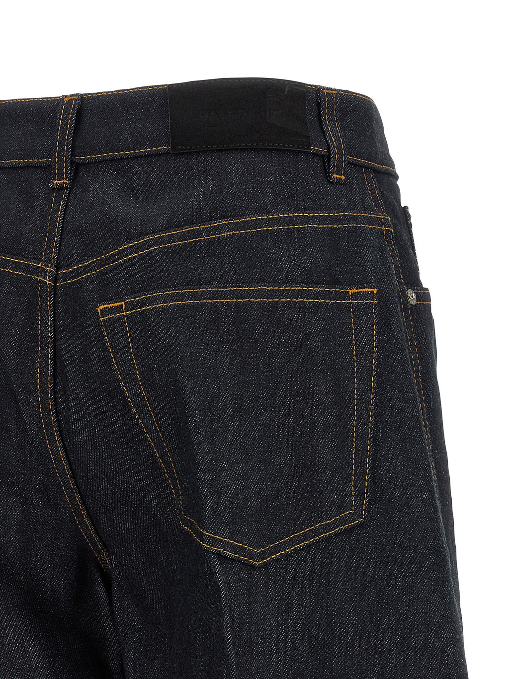 Blaue Baumwoll-Jeans mit ausgestelltem Bein