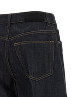 Blaue Baumwoll-Jeans mit ausgestelltem Bein