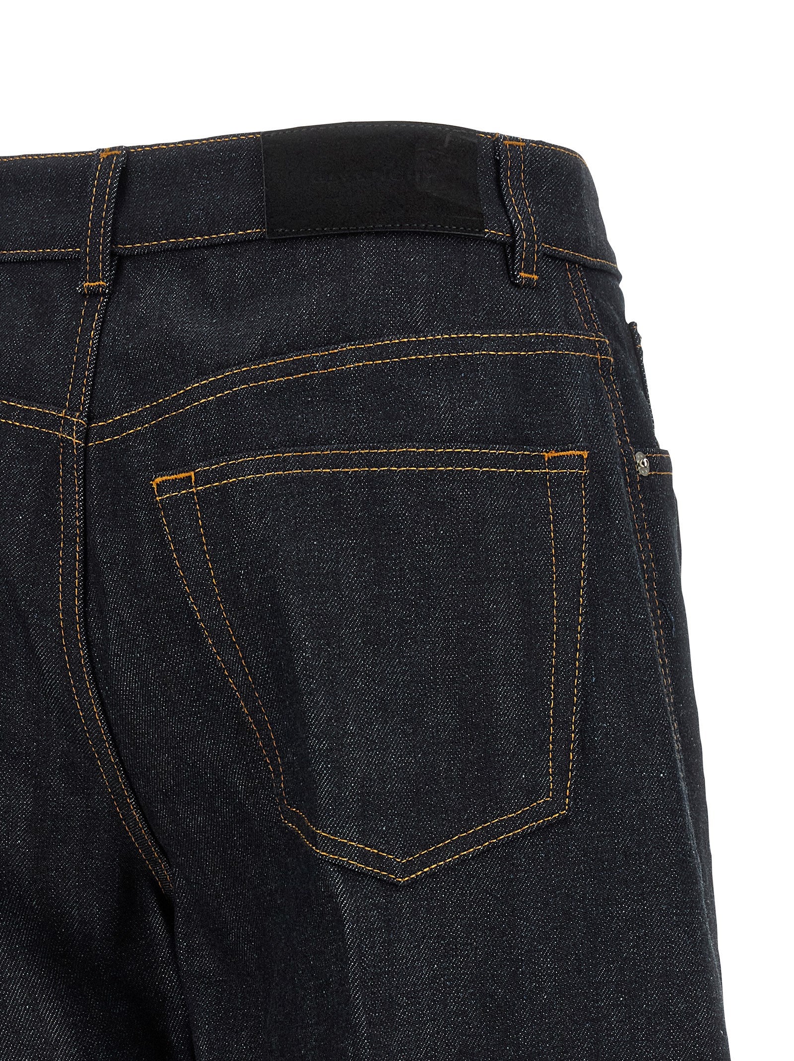 Blaue Baumwoll-Jeans mit ausgestelltem Bein