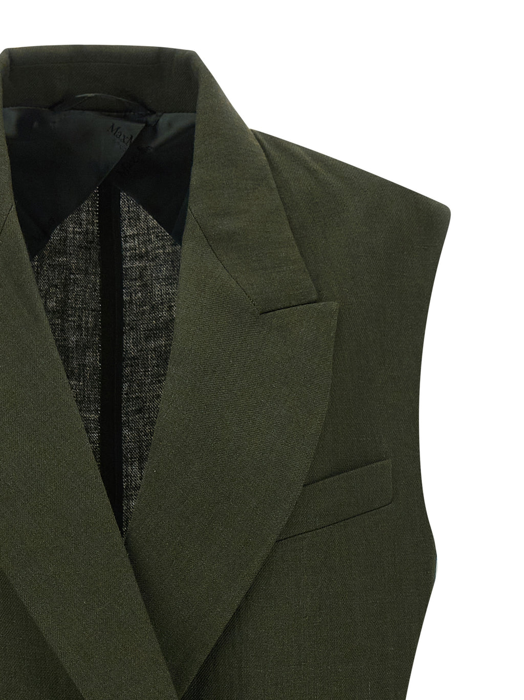 Ärmellose Zweifarbige Leinenjacke